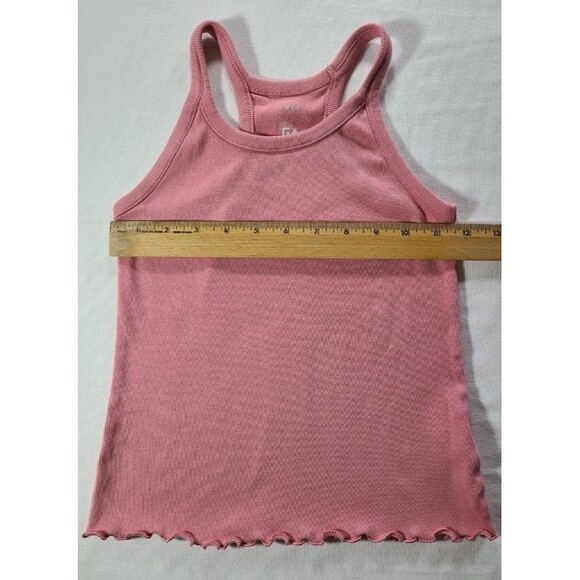 Free Assembly Pink Ribbed Tank Top Medium 7/8 Racerback Lettuce Hem - Picture 4 of 5